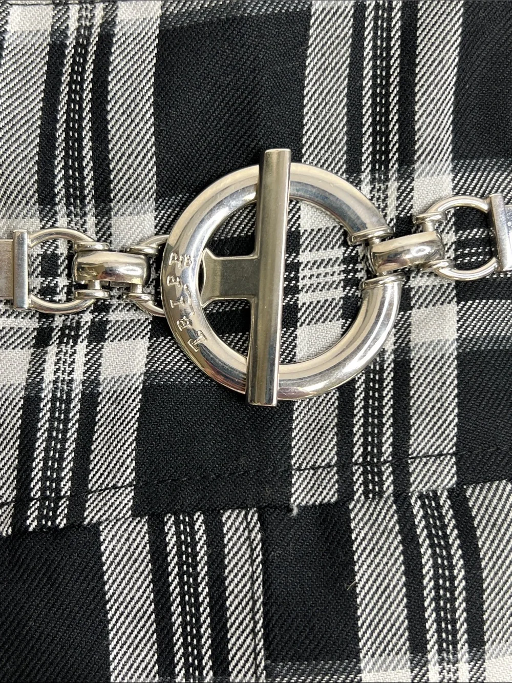 Tripp NYC Black & White Plaid Mini Skirt with O-Ring Belt Size Large